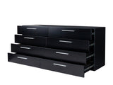 8 Drawer Double Dresser for Bedroom, Wide Storage Cabinet for Living Room Home Entryway, Black 07572522