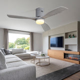 52 Inch Ceiling Fan Lights 3 Solid Wood Fan Blade Noiseless Reversible Motor Remote Control W93443059