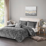 Full/Queen Velvet Comforter Set with Throw Pillow B03595916