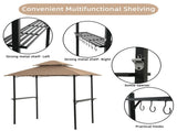 Outdoor Grill Gazebo 8 x 5 Ft, Shelter Tent, Double Tier Soft Top Canopy Steel Frame with hook 94343146