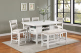 2pc Set White Farmhouse Style Ladder Back Counter Height Side Chair Stool Cream Color Upholstered B011135073