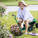 Rolling Garden Work Seat with Wheels, Garden Scooter with 360 Degree Swivel Seat Extendable Handle 82937416