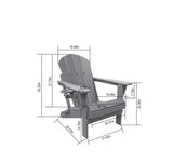 Folding Adirondack Chair with Side Table, 3-Piece Adirondack Chair Set with Wood Texture, Navy W2103P254615