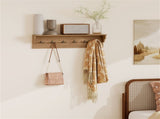 Wall Mount Coat Rack with Shelf - 31.5"x5.5"x8", 6 Hooks & 110LBS Capacity 23101539