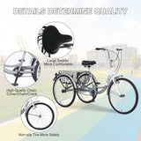 ZNTS Adult Tricycle Trikes,3-Wheel Bikes,24 Inch Wheels Cruiser Bicycles with Large Shopping Basket for W101952728