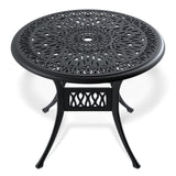 35.43-inch Cast Aluminum Patio Dining Table With Black Frame and Umbrella Hole W1710P166026