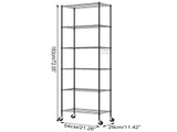 6-Tier 72"H Metal Storage Rack with Wheels, Slim Wire Shelving Unit for Pantry Kitchen Bathroom, 66540375