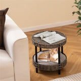 2-Tier Rattan Cat Bed , Gray 59665723