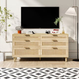 59" Rattan Dresser with Drawers, 6 Drawer Dresser for Bedroom, Clothes Storage Cabinet for Bedroom, W757P209511