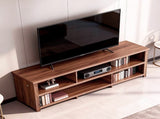 Dark Brown Particle Board TV Stand, 70.07"15.75"24.4" Double Layer Entertainment Center with Open 05126752