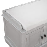 Storage Bench with 4 Doors and Adjustable Shelves, Shoe Bench with Removable Cushion for Living 19070273