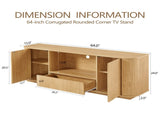 64-Inch Wavy TV Stand, Rounded Sideboard, Storage Cabinet, Wooden Vertical Stripe Cabinet for Living W1162P309021