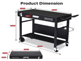 Portable Outdoor Grill Table Cart, Foldable Grill Cart with Wheels, Food Prep Table with Bottle 95490425