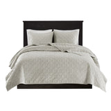 3 Piece Velvet Quilt Set Ivory Full/Queen B03597469