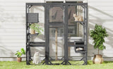 Outdoor Cat House, DIY Cat Enclosure, Cat Catio with Double Enter Doors, 62.8