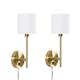 Metal Wall Sconce with Cylinder Shade, Set of 2 B03595712