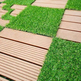 ZNTS Artificial Realistic Grass Tiles, Grass Interlocking Synthetic Thick Turf Flooring,8Pcs 12"Lx12"W 75634213