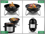 Vertical Steel Charcoal Smoker, Heavy Duty Three Layer Round BBQ Grill Smokey Mountain Cooker for 82474501