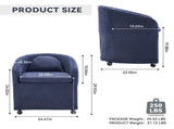 059-Set of 1 Chenille Fabric Dining Armchair With Back Cushion and Universal Wheels,Blue W527P242556