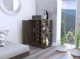 Bartlet 2-Shelf 6-Bottle Bar Cart with Division Dark Walnut B06280456
