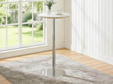 Rock slab circular tabletop non adjustable bar table, bar table with silver legs W2920P443468