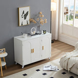 Sideboard Buffet cabinet with 3 doors and removable shelves, for living room, dining room, ivory W1705P179819