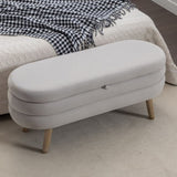 036-Velvet Fabric Storage Bench Bedroom Bench With Wood Legs For Living Room Bedroom Indoor,Light W527121988