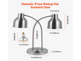 Food Heat Lamp, 500W Electric Commercial Food Warmer Light, 2-Head Stainless Steel French Fry T3342P591613