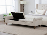 65.75" Wide Modern Upholstered Storage Bench With Double Lids, Napped fabric Foot Stool With Rolled 38105287