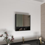 Manchester Rectangle Medicine Cabinet with Mirror Black Wengue B06280341