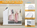 Kids Costume Organizer Costume RackKids ArmoireOpen Hanging Armoire Closet with Mirror-WHITE 47355127