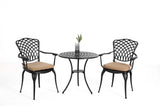 3 Piece Patio Bistro Set Cast Aluminum Bistro Table and Chairs Set of 2 with Umbrella Hole,All W640P251289