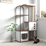 ZNTS Cat Tree Tower for Indoor Cat, Cat Tower House with Scratcher Post, Cat Tree Condo with Scratching W1687106559