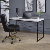 Antique White and Black Writing Desk with Metal Sled Base B062P184539