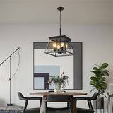 (Same as W1340111204/L1010) 16" Black Gold Industrial 4-Light Pendant Chandelier, Modern Metal Cage W1340P206637