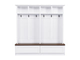 Farmhouse 4-in-1 Hall Tree with Wood Grain Bench, Mudroom Versatile Coat Rack with 2 Large Drawer, 95351999