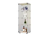 LED lights Glass Display Cabinet 4 Shelves with Door, Floor Standing Curio Bookshelf for Living Room W1806P197870