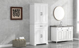 ZNTS Bathroom Storage Cabinet with Doors and Drawer, Multiple Storage Space, Adjustable Shelf, White 47035858