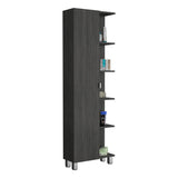 Urano Mirror Linen Cabinet, Four Interior Shelves, Five External Shelves -Smokey Oak B20091990