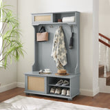 Clothes hanger Hall Tree Storage Bench Shoe Rack for Entryway, Hall Tree with Bench and Shoe W2275P210041