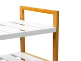 2 Pack Bamboo 4 Tier Stackable 12 Pair Shoe Rack in White 00575025