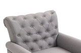 ZNTS Mid-Century Modern Accent, Linen Armchair w/Tufted Back/Wood Legs, Upholstered Lounge Arm W133355313