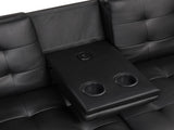 Contemporary Style Futon Sofa Bed Black Finish Built In USB Chargers Biscuit Tufting Seat And B2741P363840