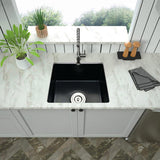 Quartz 18" L X 16" W Undermount Bar Sink With Basket Strainer JYGAS6679MB