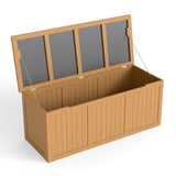 112 Gallon Outdoor Wooden Deck Box Solid Wood Storage Box Seat & Table Top for Patio Furniture W2640P327224