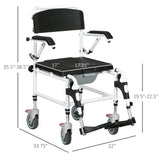 Bathroom WheelchairCommode Wheelchair, Rolling Shower Wheelchair with 4 Castor Wheels 80349826
