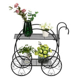 ZNTS Paint With Handle Cart Shape 2 Layer Plant Stand Black 98903274