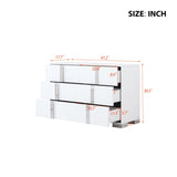 Elegant Modern Dresser with Metal Handle,Mirrored Storage Cabinet with 6 Drawers for Bedroom,Living WF319354AAK