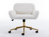 A&A Furniture Office Chair,Artificial rabbit hair Home Office Chair with Golden Metal W114392211
