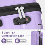 ZNTS FCH V-shaped stripes 3-in-1 PP trolley case 20in 24in 28in PP iron trolley fashionable color - taro 87245247